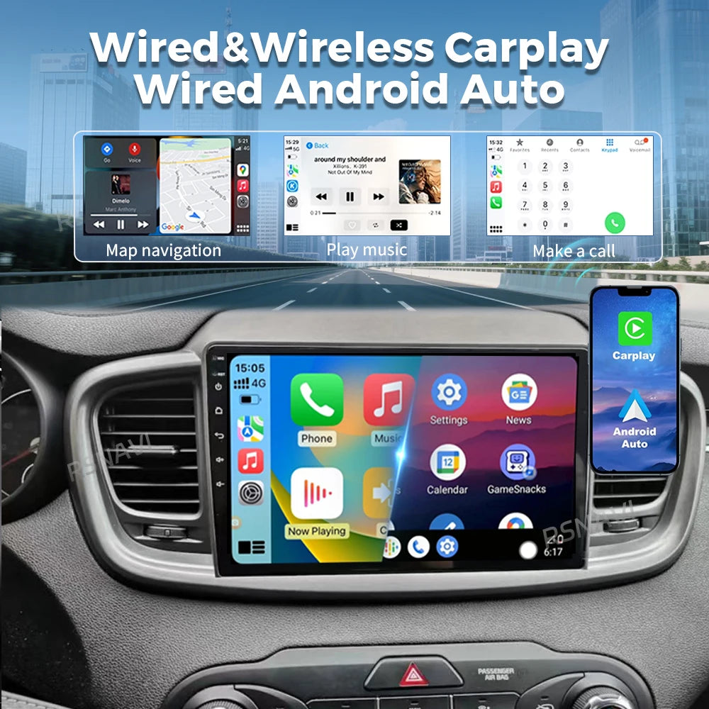 Android 16 For Kia Sorento 3 2014 - 2017 LHD 2K QLED Android Car Radio Multimedia Video Pl