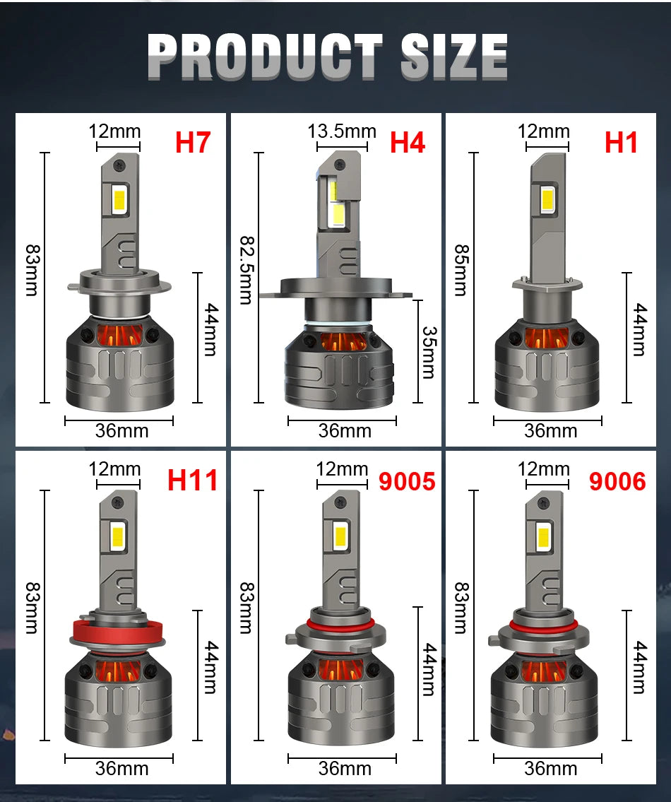 H4 H7 H11 K5C LED Headlight Canbus H8 H1 9005 9006 HB3 HB4 9012 HIR2 H9 4300K 6000K Turbo