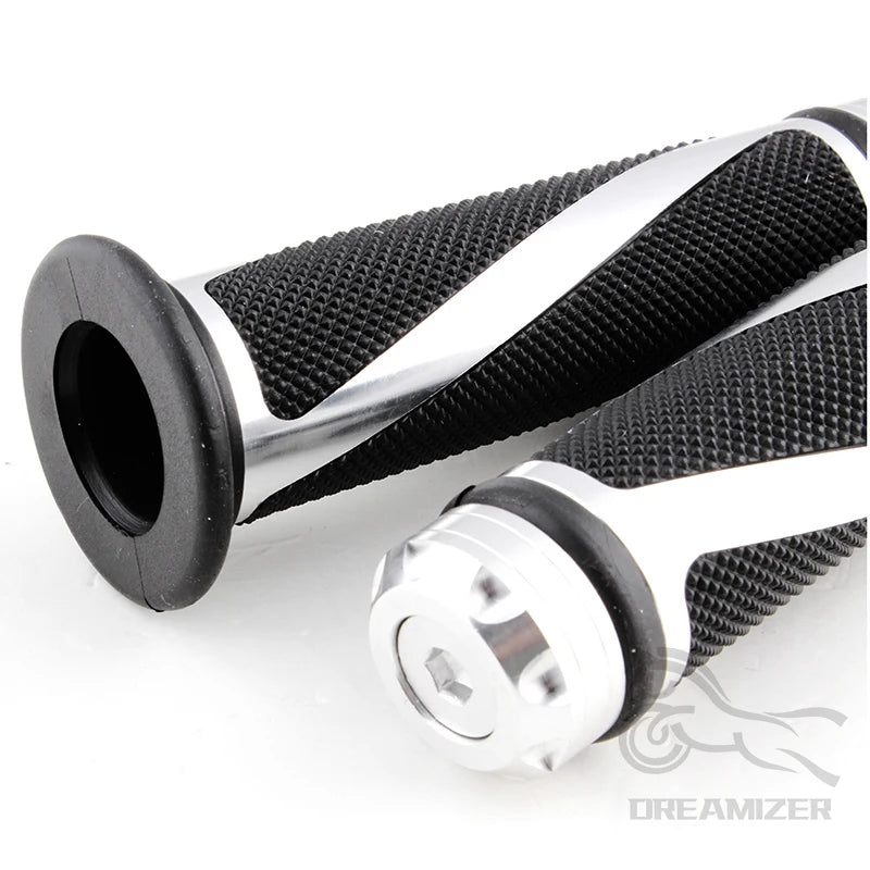 1 Pair of 7/8" 22mm Motorcycle CNC Aluminum Rubber Gel Hand Grips Handlebar for Sports Bike Chop - Automotive LED Light