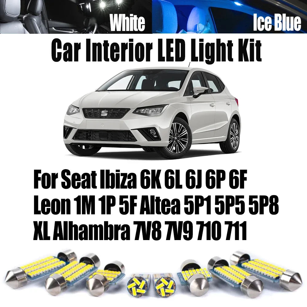 LED Interior Light Kit for Seat Ibiza 6K 6L 6J 6P 6F Leon 1M 1P 5F Altea 5P1 5P5 5P8 XL Alhambra 7V8 7V9 710 711 Inte...