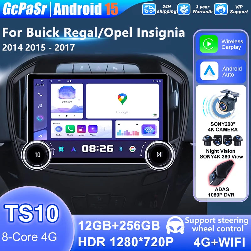 5G WIFI For Buick Regal For Opel Insignia 2014 - 2017 Car Android Auto Radio Carplay Navig