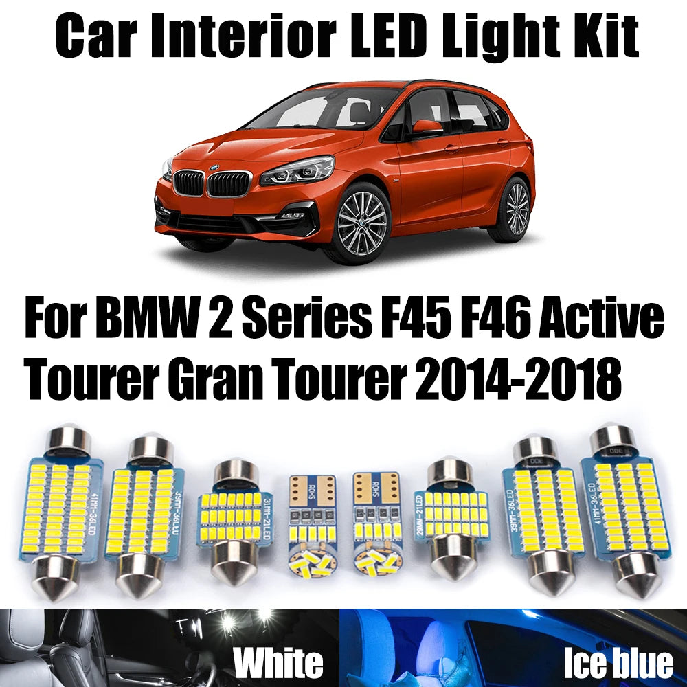 6-Piece LED Interior Light Kit for BMW 2 Series F45 F46 Active Tourer Gran Tourer 2014-2018 - Canbus Dome Map Door Tr...