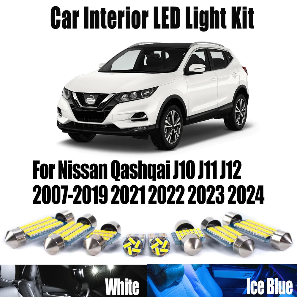 LED Interior Light Kit for Nissan Qashqai J10 J11 J12 2007-2019 - Canbus Dome Map Door Trunk Bulbs | AUTOKITSHOP