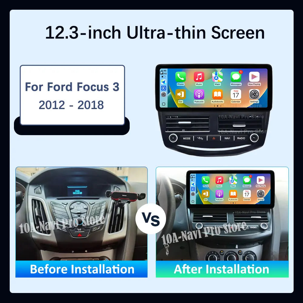 Android 16 GPS Navigation 12.3 inch for Ford Focus 3 2012 - 2018 4G DSP Stereo Car Radio V