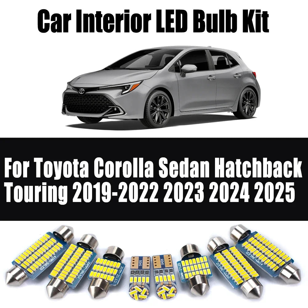11-Piece LED Interior Light Kit for Toyota Corolla Sedan Hatchback Touring 2019-2025 - Canbus Dome Map Door Trunk Bul...
