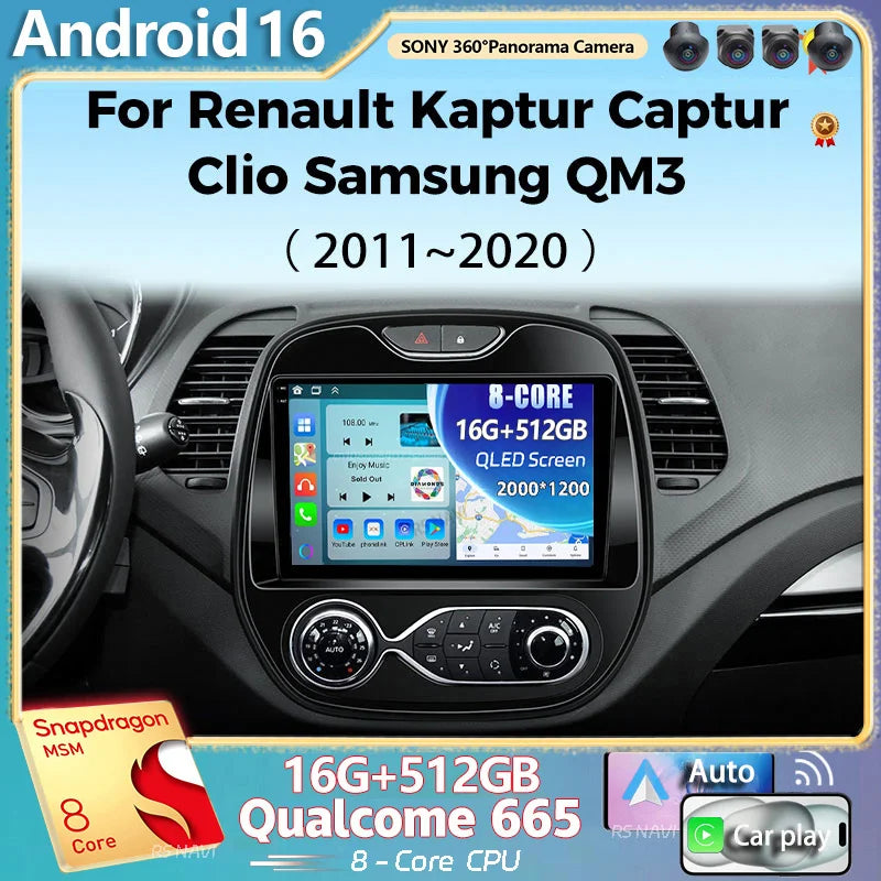 Qualcomm Android 16 For Renault Kaptur Captur Clio Samsung QM3 2013 2014 2015 2016 Car Rad