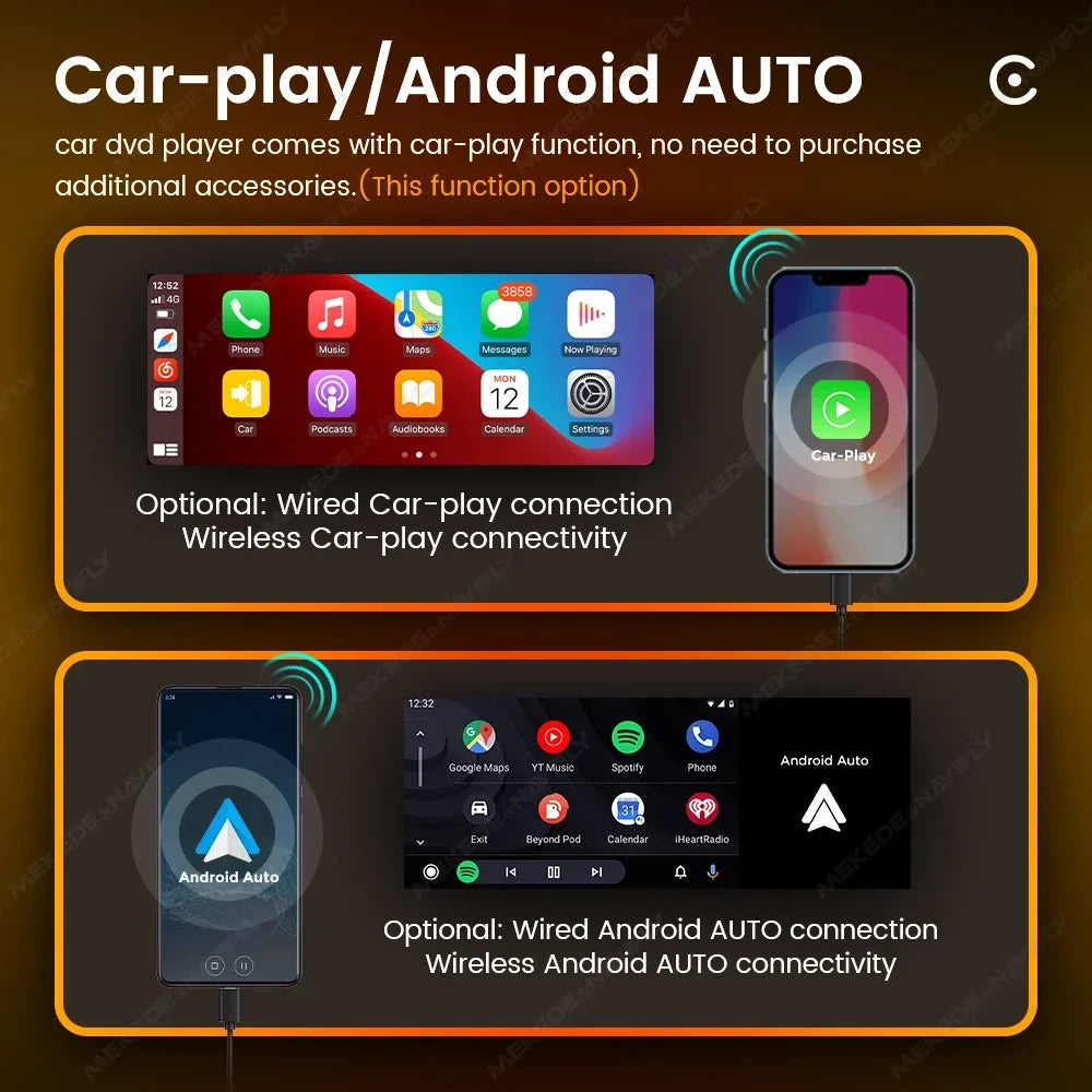 1DIN Universal Car Multimedia Video Player Wird & Wireless Carplay Android Auto Stereo 6.8 | AUTOKITSHOP
