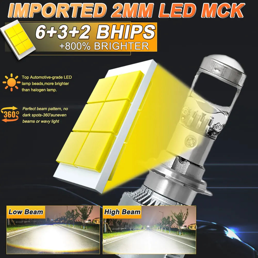 H4 H7 BI Led Projector Lens H11 9005 HB3 9006 HB4 Hi/Lo Beam Car Headlight Bulb Canbus Lam