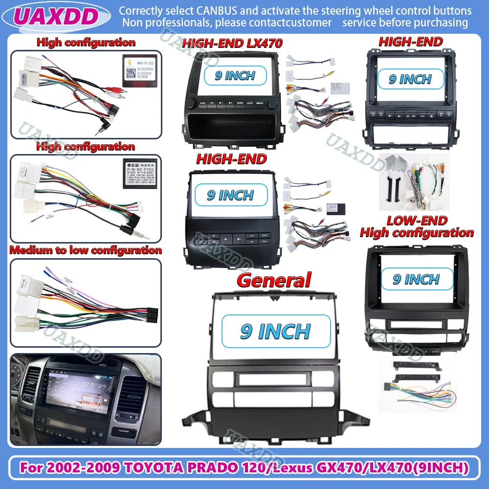 Fascia dautoradio 9inch For Toyota Prado 120 Lexus GX470 LX470 cadre stereo adaptateur pla