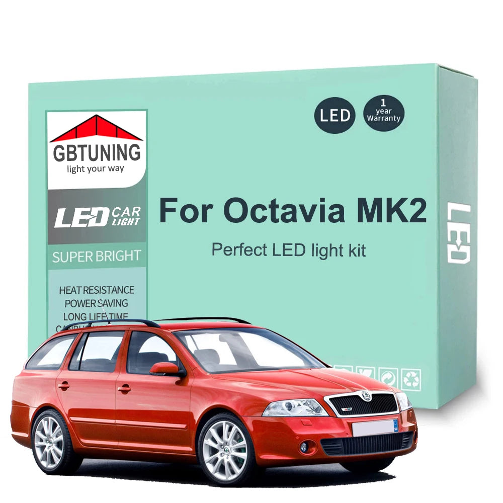 LED Interior Light Kit for Skoda Octavia 2 MK2 II A5 Sedan Combi 2005-2012 - Canbus Dome Map Door Trunk Bulbs | AUTOK...