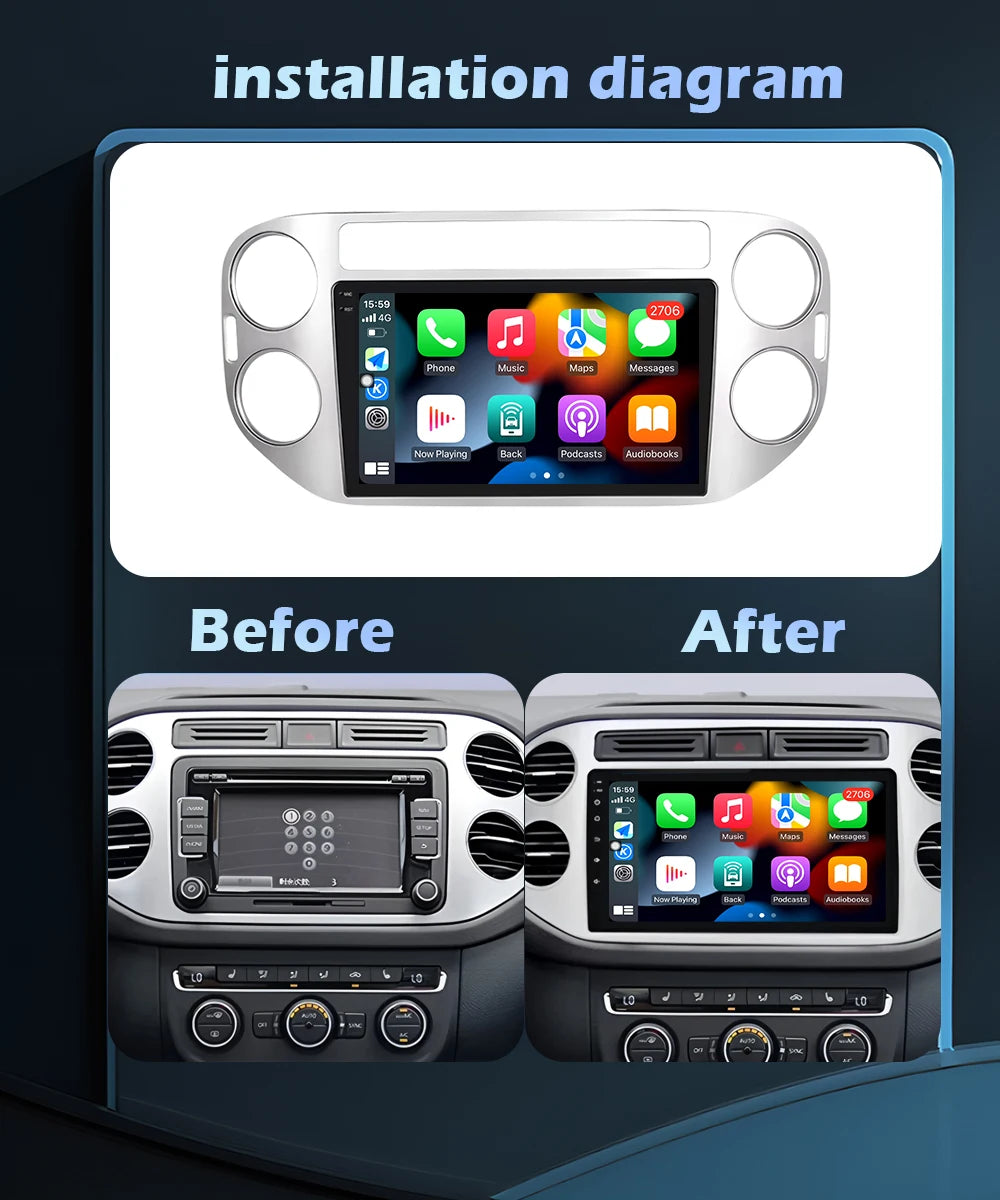 Wireless CarPlay For Volkswagen VW Tiguan 2006-2016 Car Radio Multimedia Video Player Navi