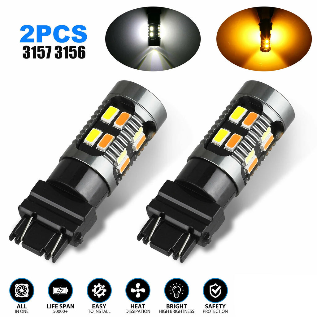 3157 3156 Switchback Car LED Turn Signal Light Bulbs DRL 4157na 3457a White Amber Auto Dri