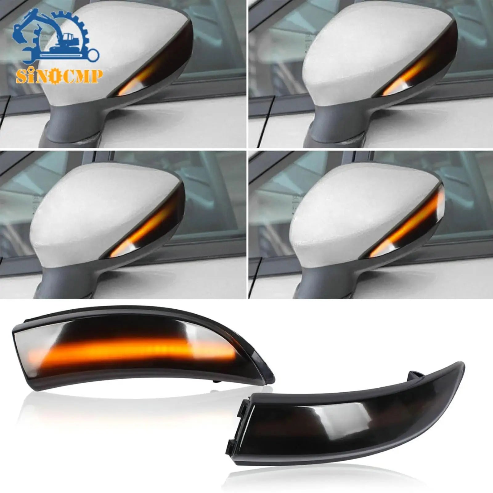 2Pcs/Set LED Mirror Turn Signal Lights Replacement Fits For 2008-2017 Ford Fiesta MK7 Auto