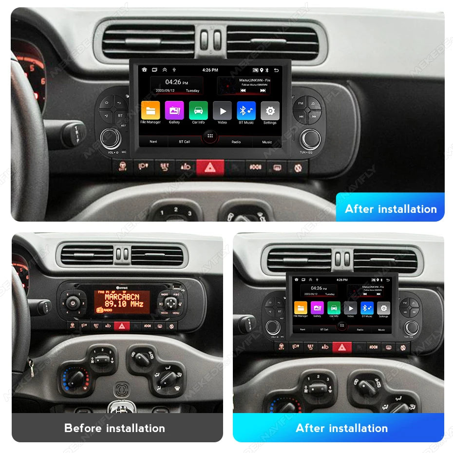 7'' Android 13 Stereo 1 Din Radio for FIAT PANDA 2013-2020 Carplay Auto Car Multimedia Vid | AUTOKITSHOP