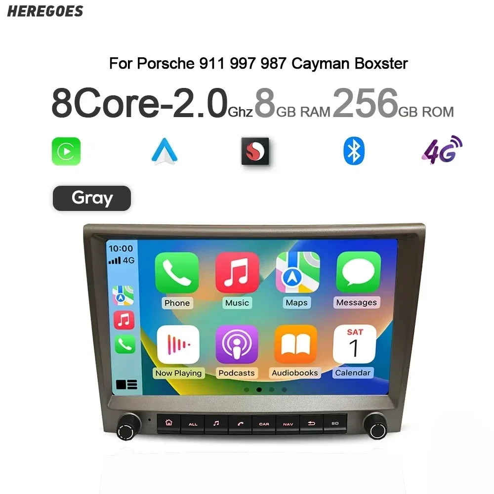 12.3" Car Radio GPS Android 14 for Porsche Cayman 911 987 Boxster 997 CarPlay Multimedia Navigation 4GB Bluetooth WiFi -