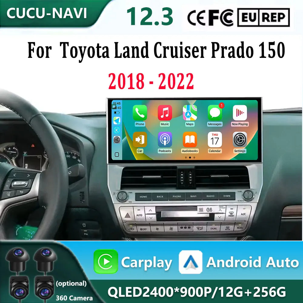 GPS 4G Car Multimedia Video Player Android 16 Carplay WiFi 12.3 inch for Toyota Land Cruis | AUTOKITSHOP