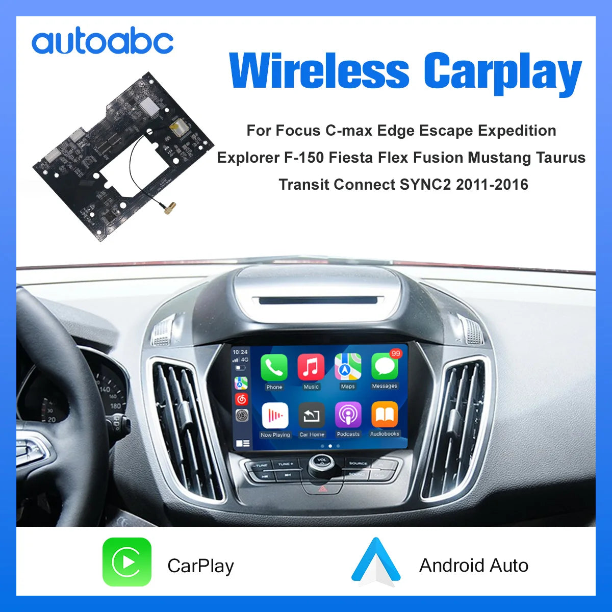 Wireless Carplay Android Auto for Ford Sync2 System 2011-2016 Explorer Focus Fiesta C-max  | AUTOKITSHOP