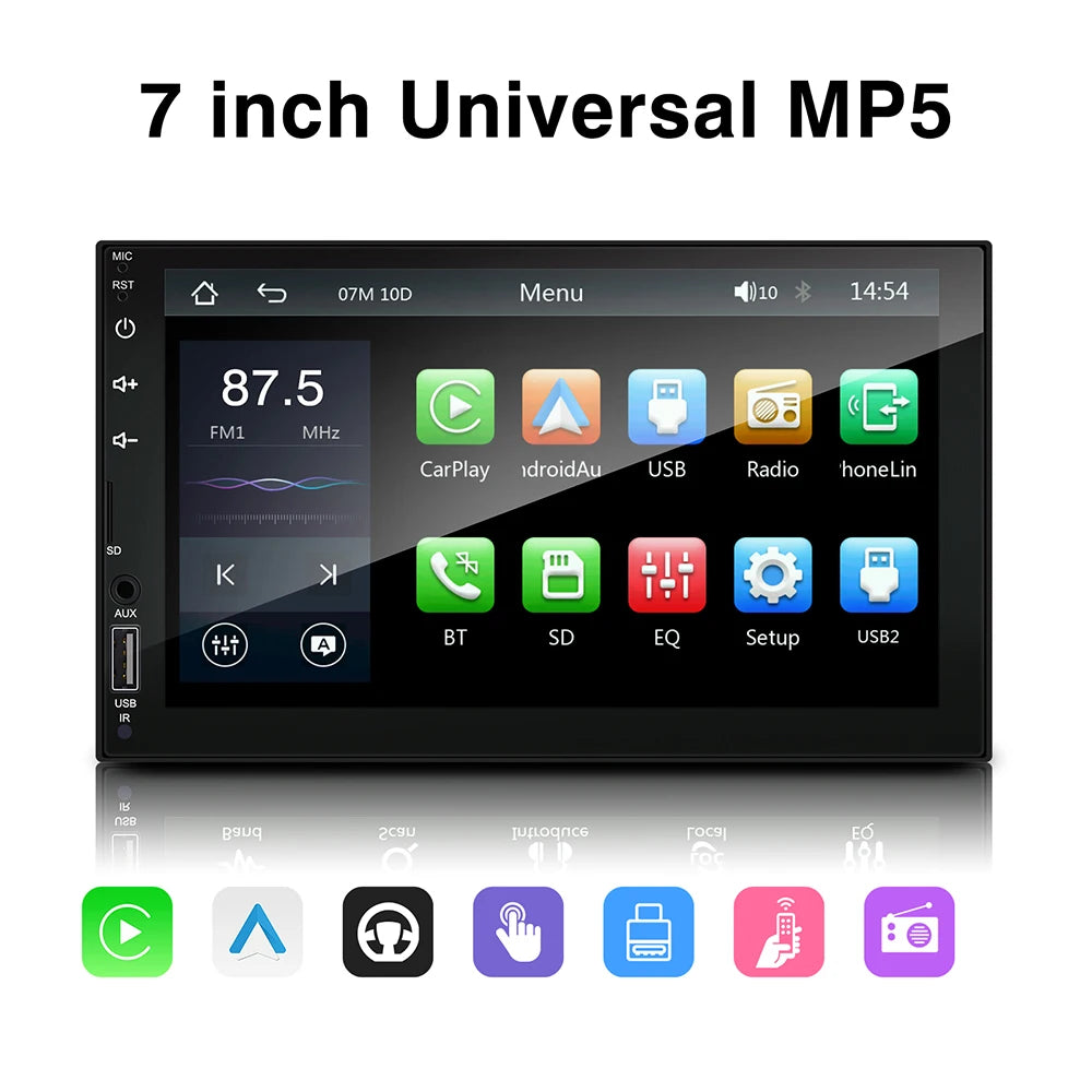 2din Car Radio 7inch Carplay Android Auto Multimedia MP5 Player Car Stereo Bluetooth USB T | AUTOKITSHOP