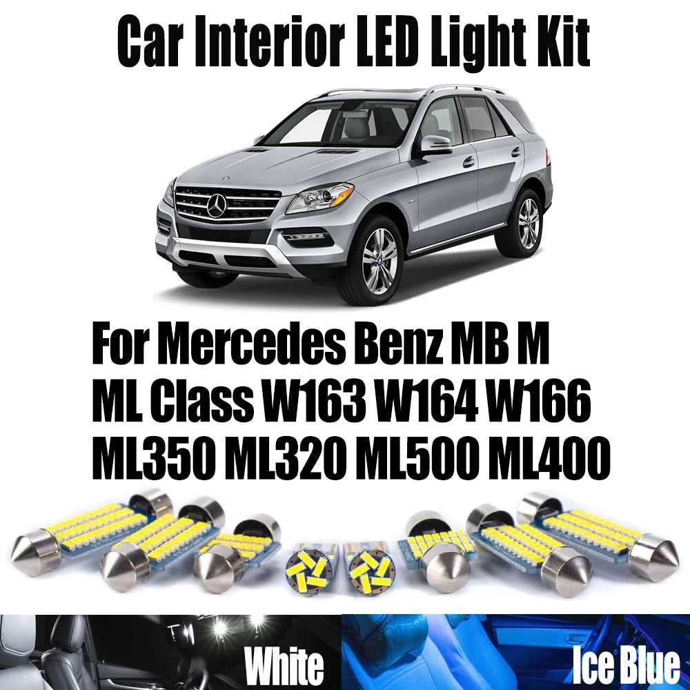 LED Interior Light Kit for Mercedes Benz MB M ML Class W163 W164 W166 ML350 ML320 ML500 ML400 Ceiling Bulbs Car LED I...