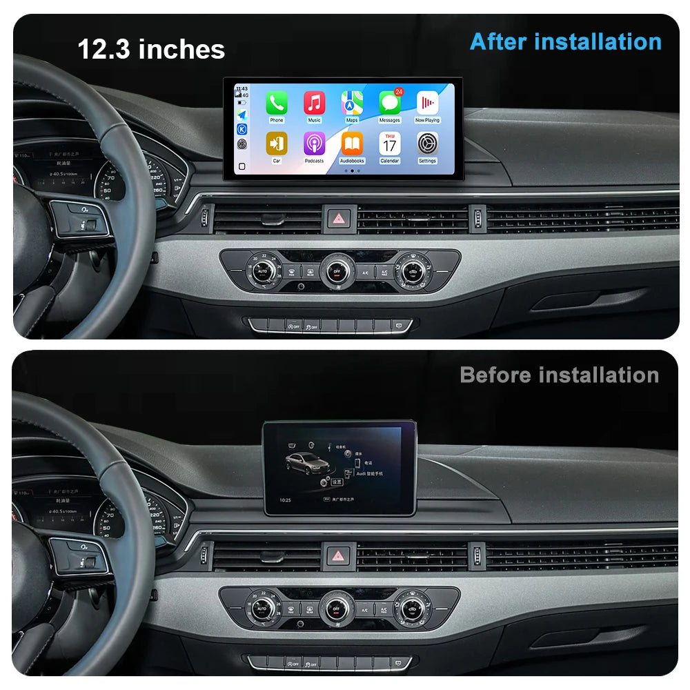 Wireless Carplay HD Touch Screen 4G WIFI DSP Stereo GPS Android 14 for Audi A4L 2017 - 201