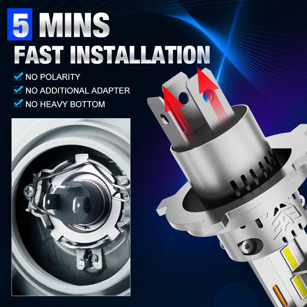 XSTORM H4 LED Headlight Bulbs 9003 HB2 Canbus High Low Beam Car Light 20000LM Turbo Led Di