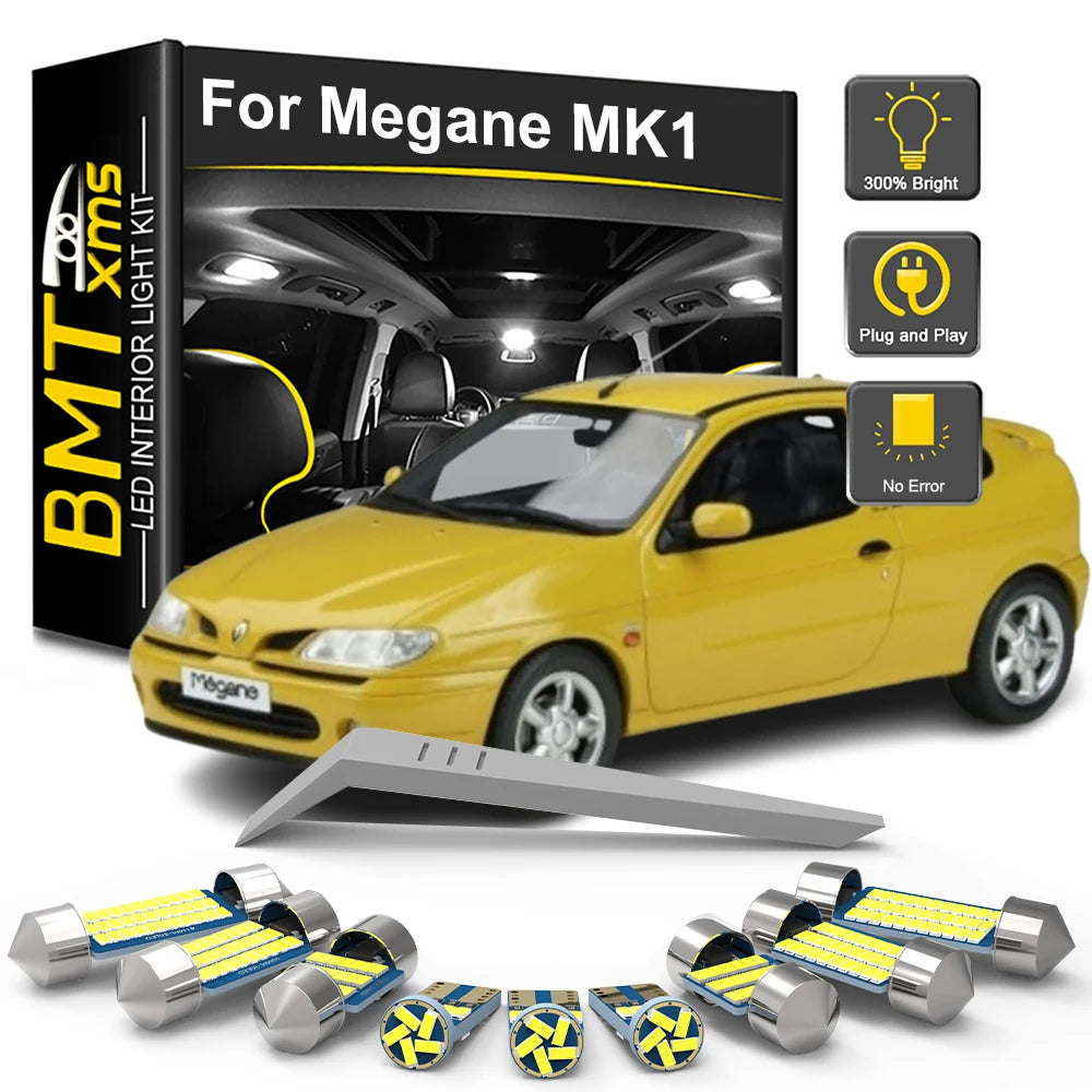 11-Piece LED Interior Light Kit for Renault Megane I 1 MK1 - Canbus Error-Free Bulbs | AUTOKITSHOP