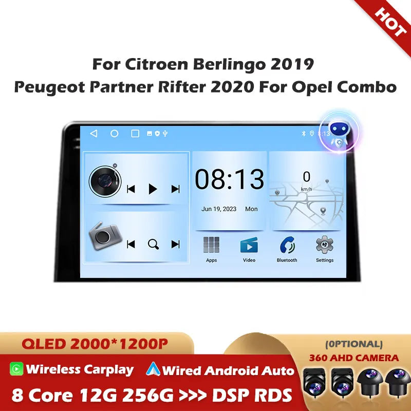 For Citroen Berlingo 2019 Peugeot Partner Rifter 2020 For Opel Combo Android 16 Carplay Ca