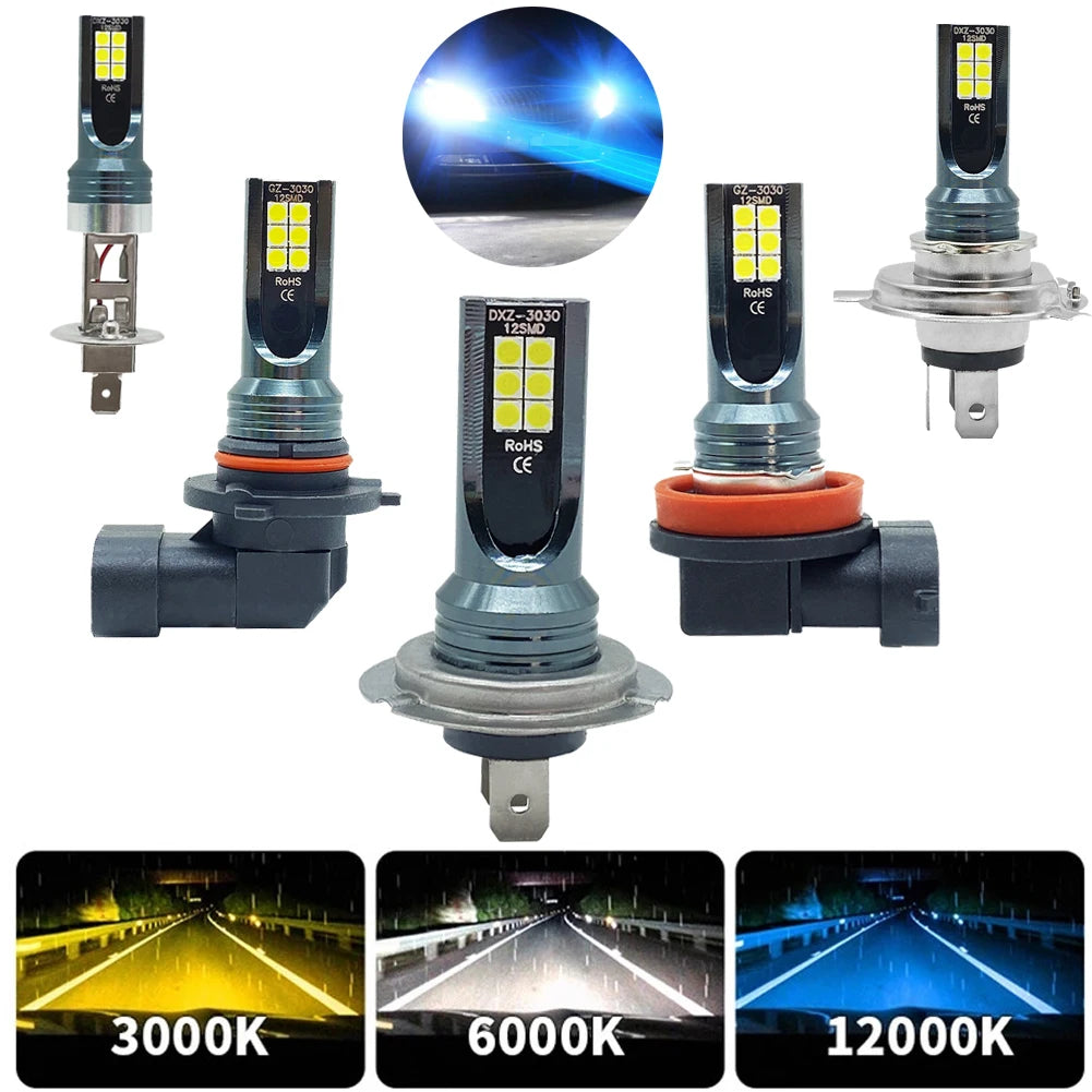 2Pcs LED H4 H7 H11 Car Headlight  H8 H9 H10 H1 H3 Car Fog Light Bulbs 9005 9006 Auto Driving Running Lamps 12000LM 80W 12V 24V