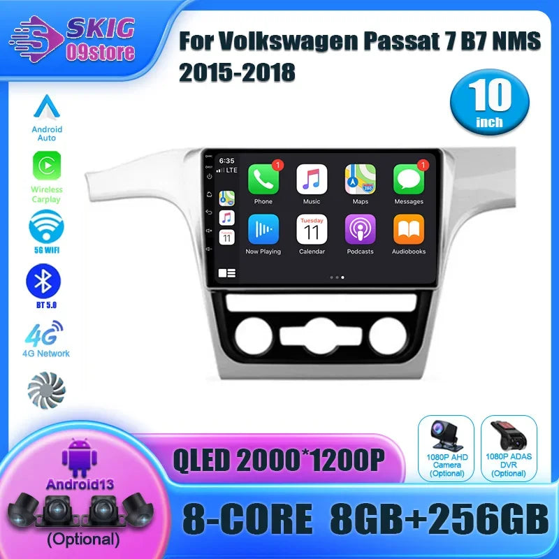 For Volkswagen Passat 7 B7 NMS 2015-2018 Wireless Carplay Stereo Android 14 Car Radio Mult