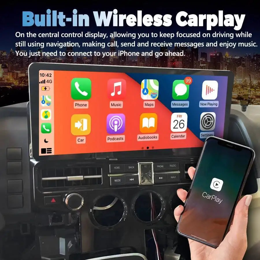 CarPlay Screen For Toyota Hiace Granvia Hiace 2019 GPS Navigation Video Player Android 15.