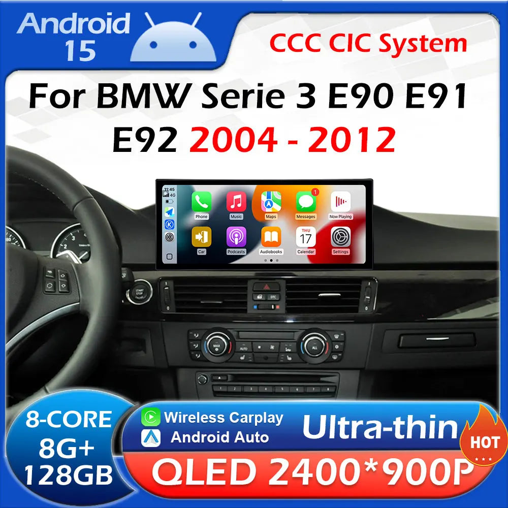 10.33 / 12.3 inch Android 15 System for BMW 3 Series E90 E91 E92 2004 2005 - 2012 CCC CIC  | AUTOKITSHOP