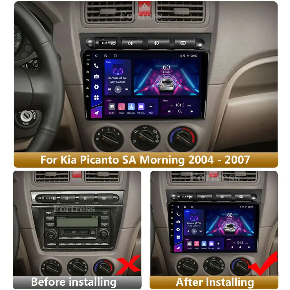 Android 16 Car Radio Carplay For Kia Picanto SA Morning 2004 - 2007 Multimedia Player Ster