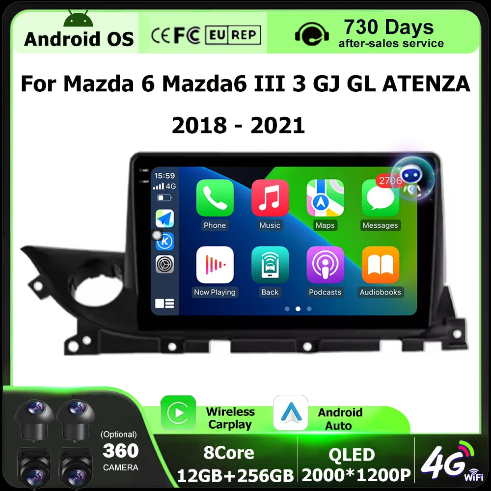 Car Radio Multimedia Video Player GPS Navigation Stereo For Mazda 6 Mazda6 III 3 GJ GL ATE