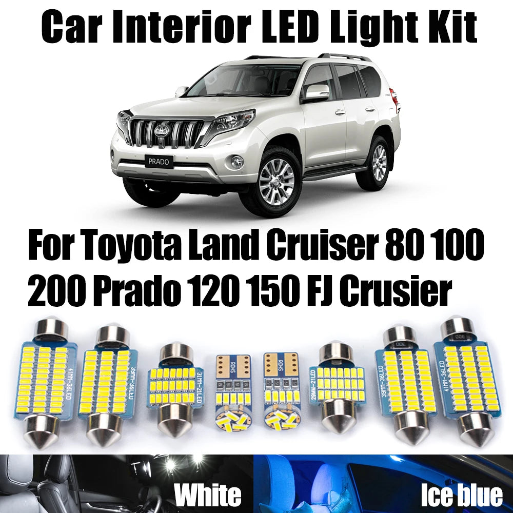LED Interior Light Kit for Toyota Land Cruiser 80 100 200 Prado 120 150 FJ Crusier Canbus Accessories Led Bulbs Set -...
