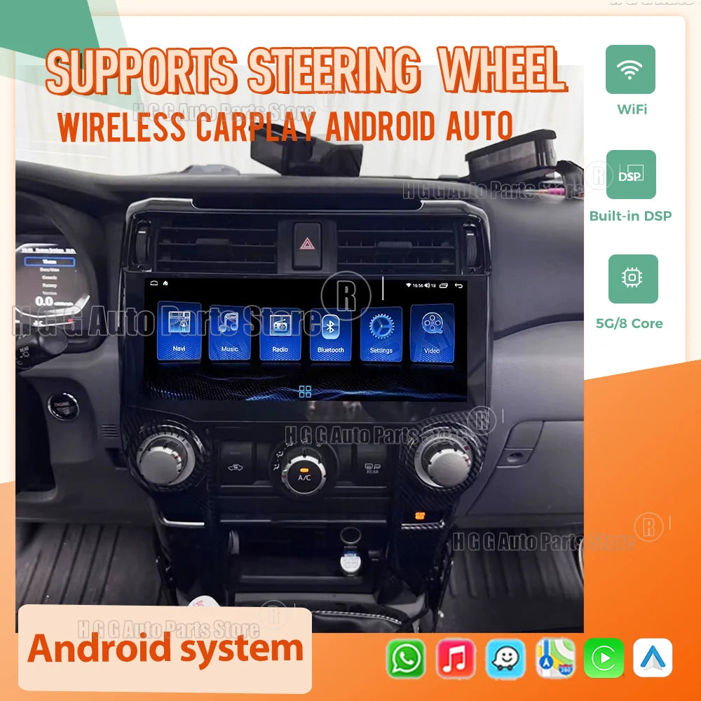hgg 12.3" Car Radio For Toyota 4Runner 2010 2011 2012 2013-2023 Multimedia Video Player St