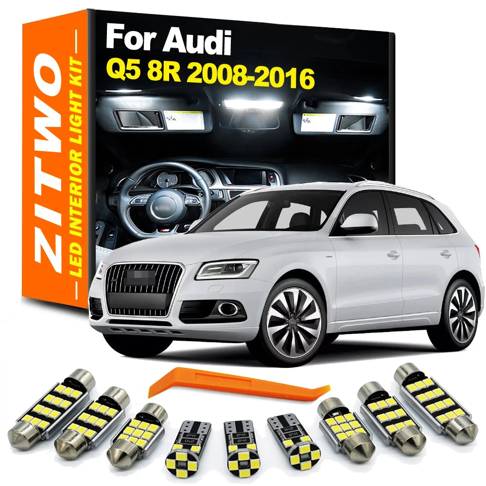 ZITWO 14Pcs LED Interior Dome Reading Light Vanity Mirror Lamp Kit For Audi Q5 8R 2008 2009 2010 2011 2012 2013 2014 2015 2016