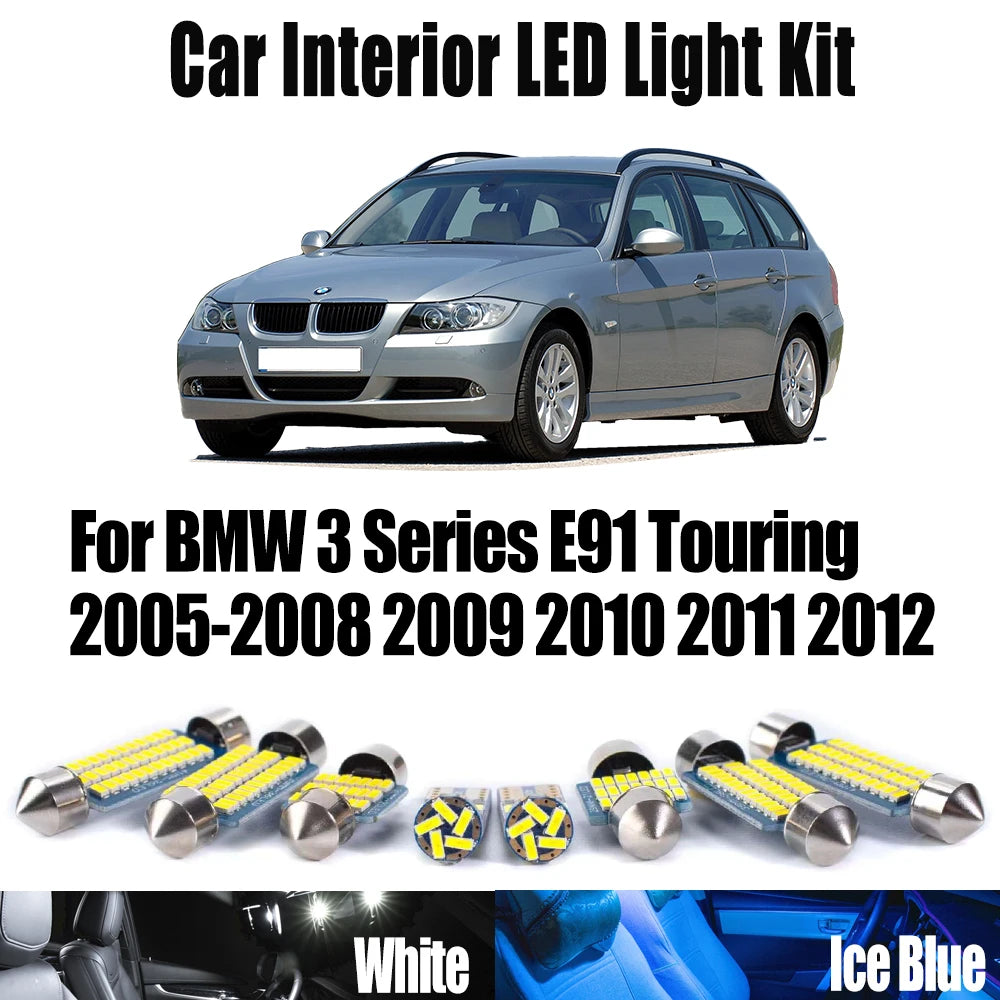 19-Piece LED Interior Light Kit for BMW 3 Series E91 Touring 2005-2012 - Canbus Dome Map Door Trunk Bulbs | AUTOKITSHOP