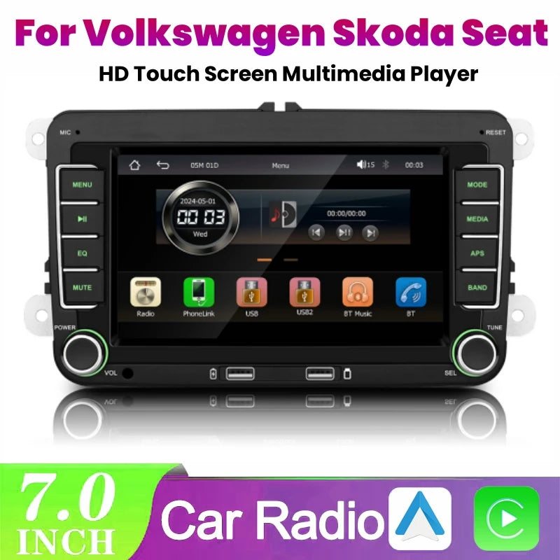 7" 2 Din HD Car Media Video RDS Airplay Car Radio Wireless CarPlay Android Auto Stereo Aud | AUTOKITSHOP