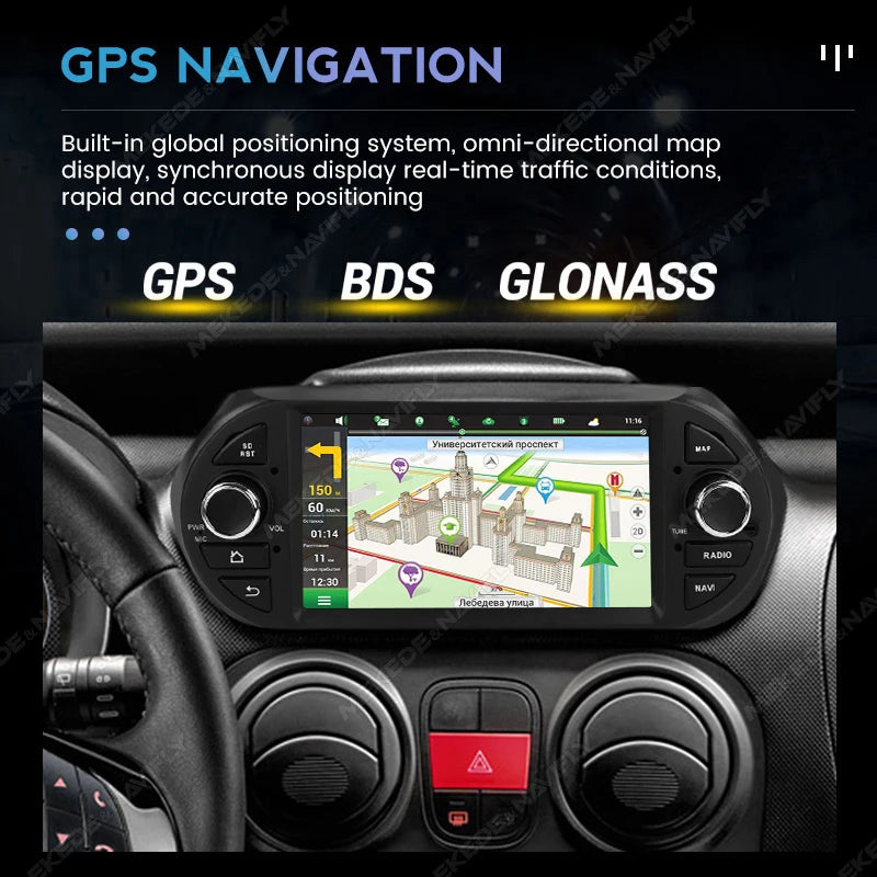 MEKEDE&NAVIFLY Intelligent Car audio radio system For Fiat Fiorino Qubo Citroen Nemo Peuge
