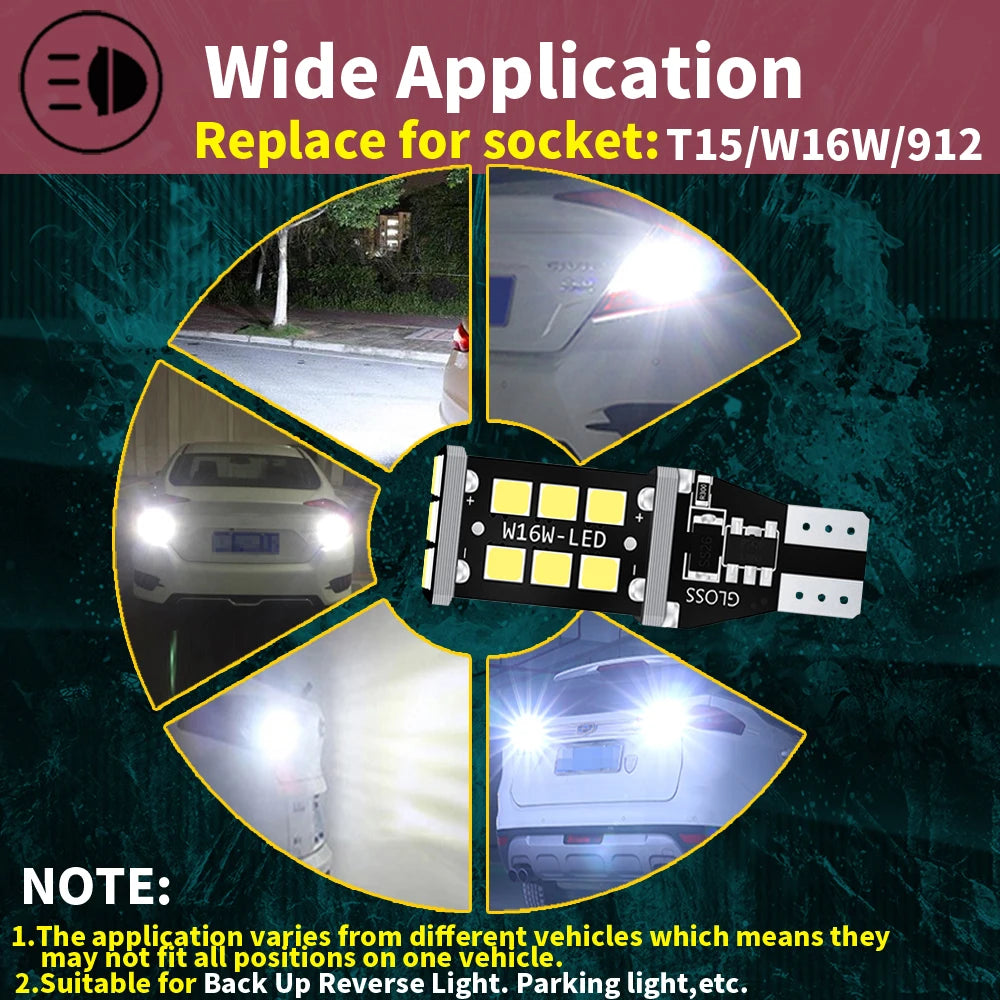 W16W LED Bulb T15 Led Canbus OBC Error Free 920 921 912 Lamp 2835SMD Car Reverse Lights Ba