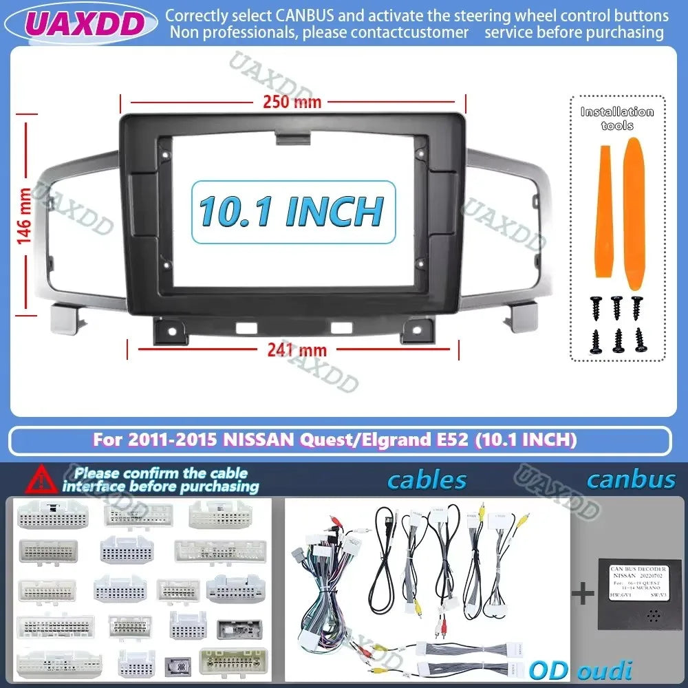Car Radio Fascias Frame For Nissan Quest Elgrand E52 2011-2015 10.1 inch Stereo Panel Wiri