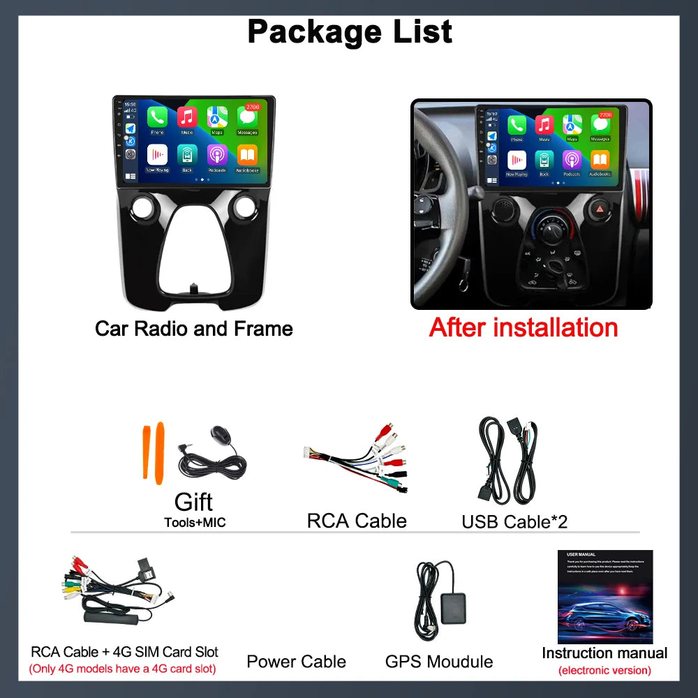 Android 16 Car Player Car Radio for Peugeot 108 for Toyota Aygo B40 2014 - 2021 for Citroe | AUTOKITSHOP