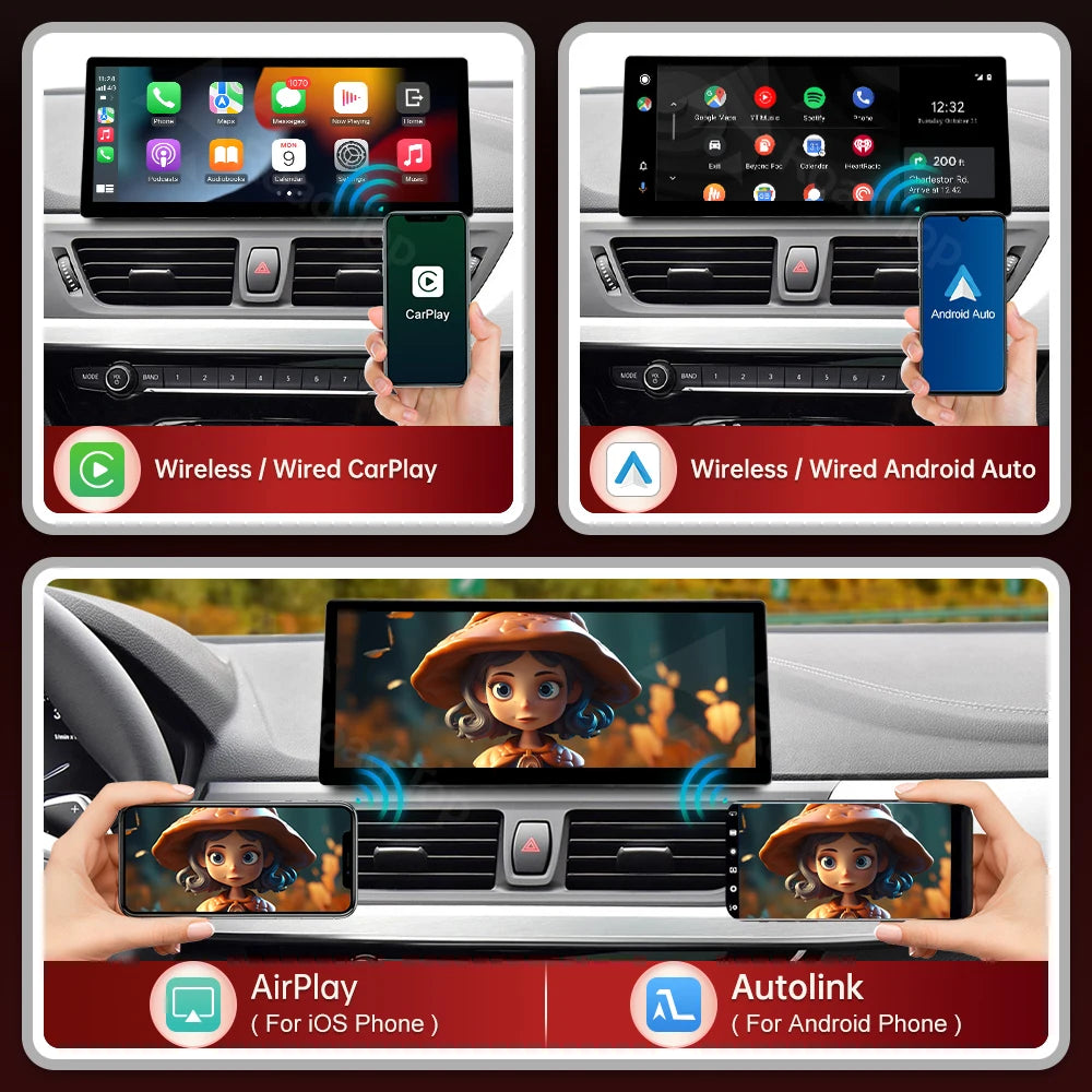 RoadTop Wireless CarPlay Android Auto Multimedia Linux Screen For BMW Series 1 2 F20 F21 F | AUTOKITSHOP