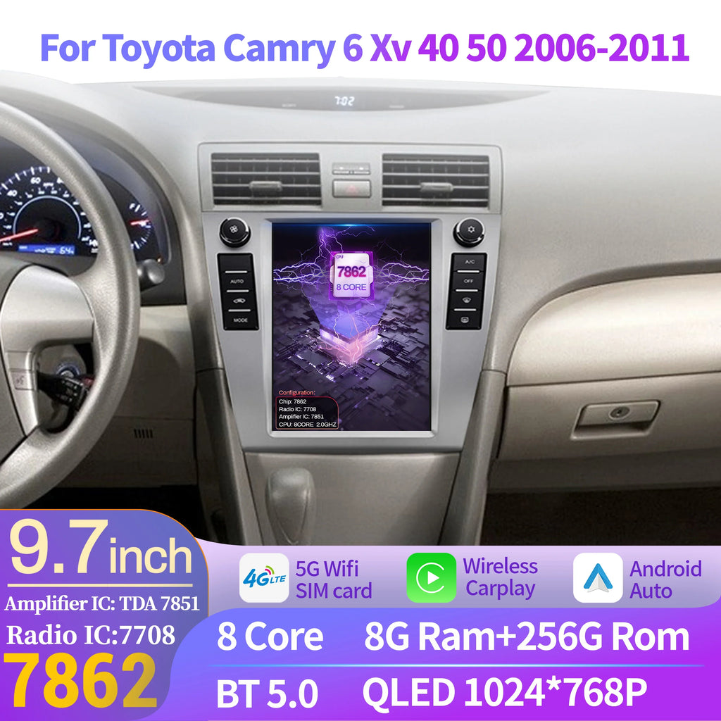 9.7 inch Car Radio Multimedia For Toyota Camry 6 Xv 40 50 2006-2011 Android 14 Wireless BT