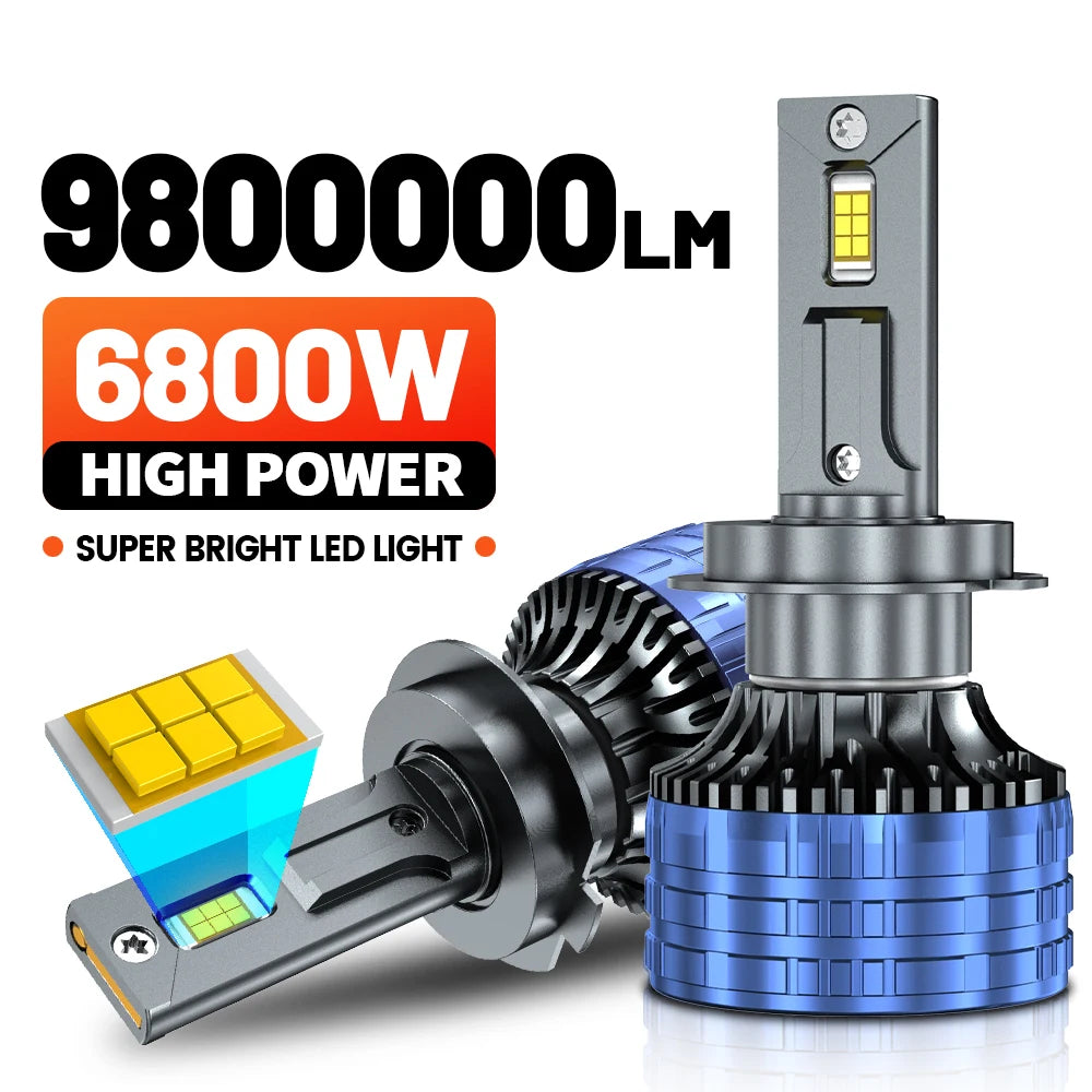6800W 9800000LM Canbus H4 H7 H1 LED H8 H9 H11 9005 9006 9007 9012 HB3 HB4 Car LED Headligh