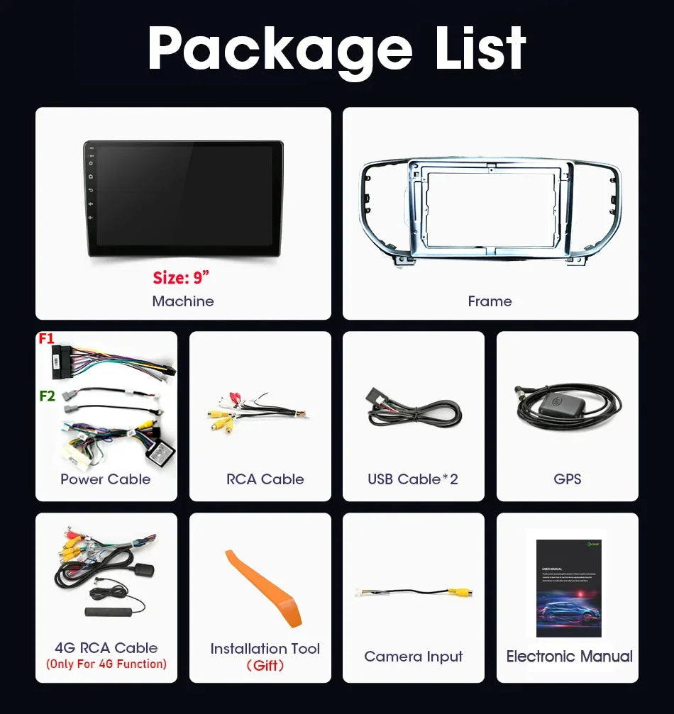 Android 14 For KIA Sportage 4 QL 2016-2018 Wireless Bluetooth Carplay Multimedia Android A
