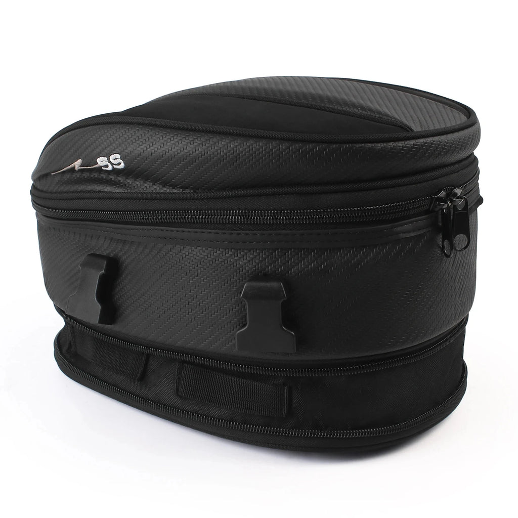 Motorcycle Black Seat Tail Bag Travel Rear Seat Luggage Bag Waterproof 1680D Backpack Saddle Bag - Automotive LED Light