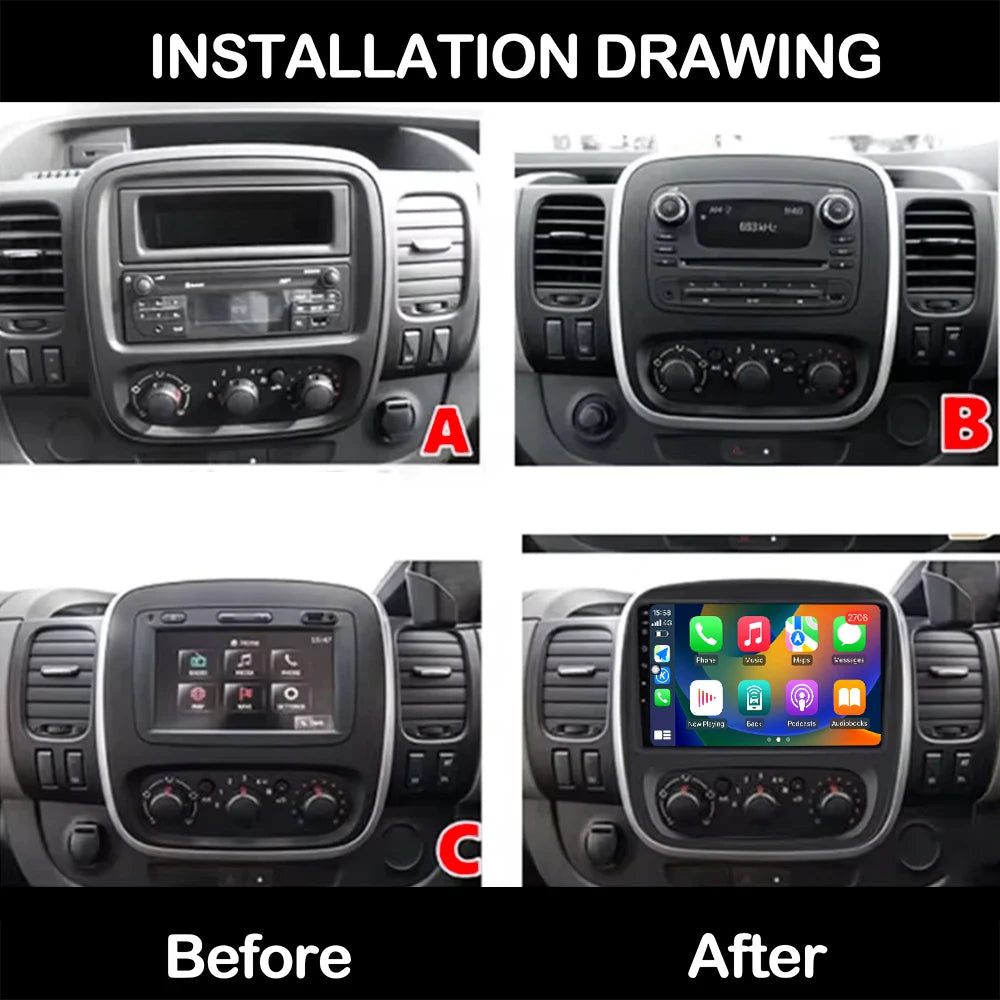 Android 16 For Renault Trafic 3 2014-2021 Car Radio Multimedia Player Screen Head Unit Car