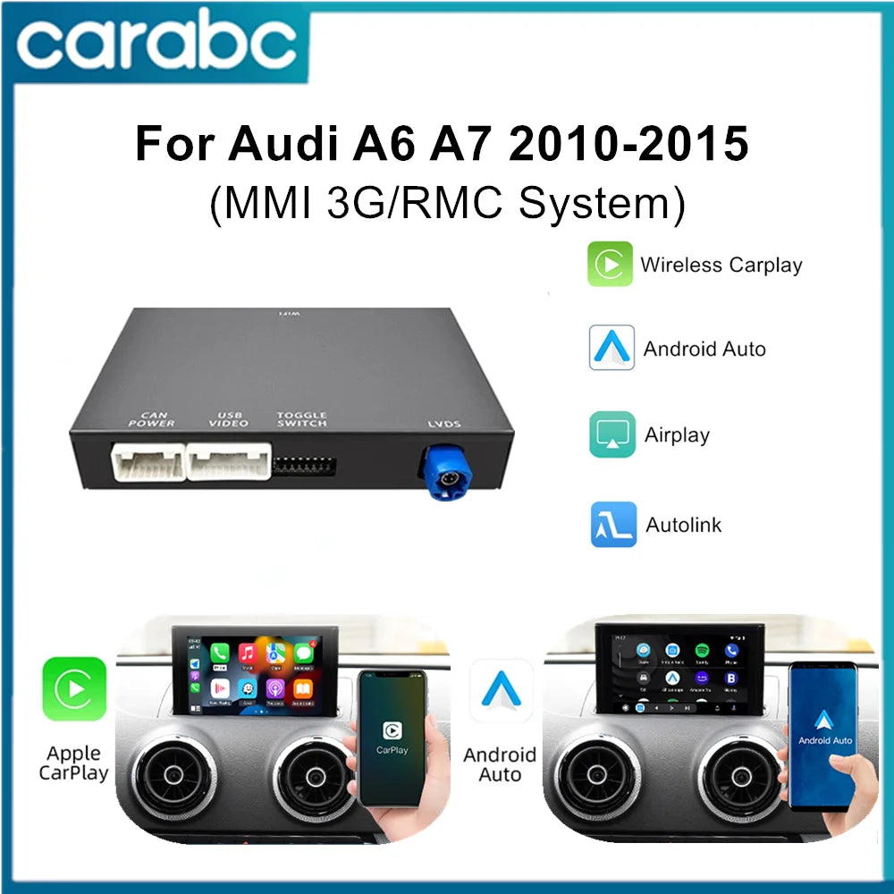 For Audi A6 A7 2010-2015 With MMI 3G/RMC System Wireless CarPlay Android Auto AirPlay Mirr