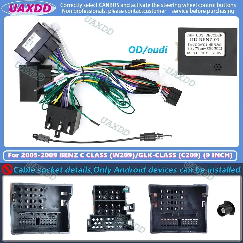 2 Din Car radio Android frame For 2005-2009 BENZ C CLASS W209 W203 GLK-CLASS C209 9INCH fa
